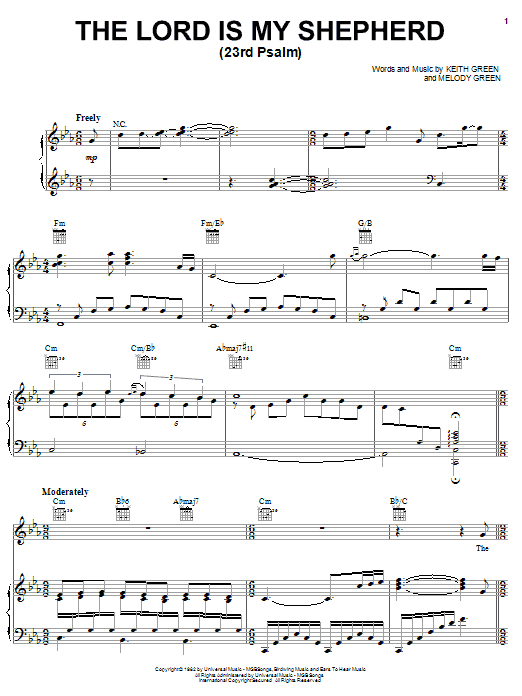 Keith Green The Lord Is My Shepherd Sheet Music