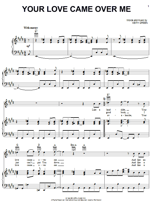 Keith Green Your Love Came Over Me Sheet Music