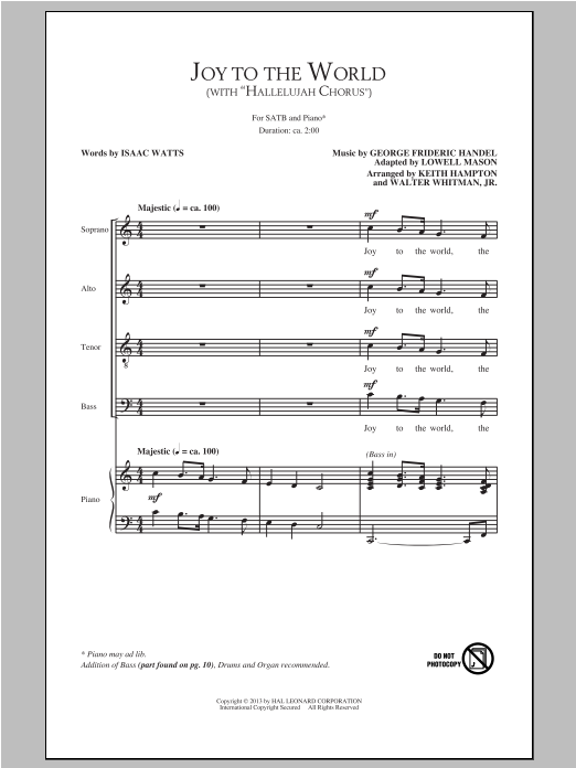 Keith Hampton Hallelujah Chorus Sheet Music