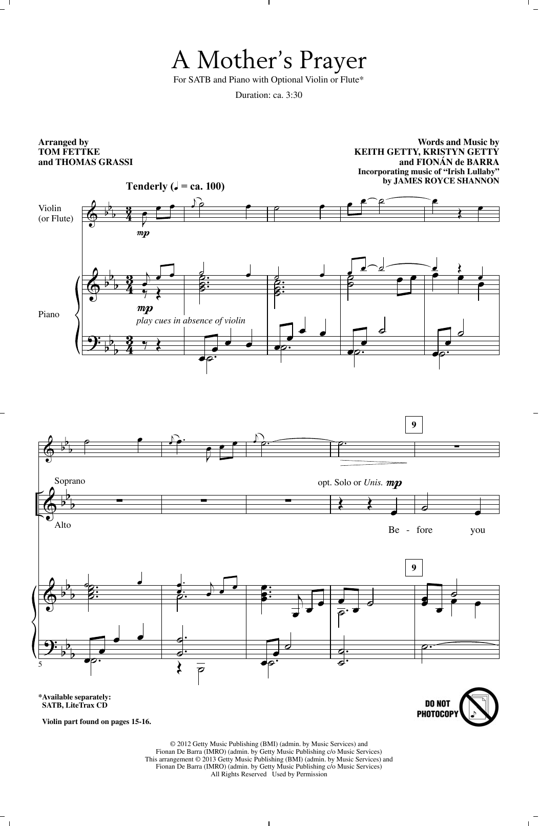 Tom Fettke A Mother's Prayer Sheet Music