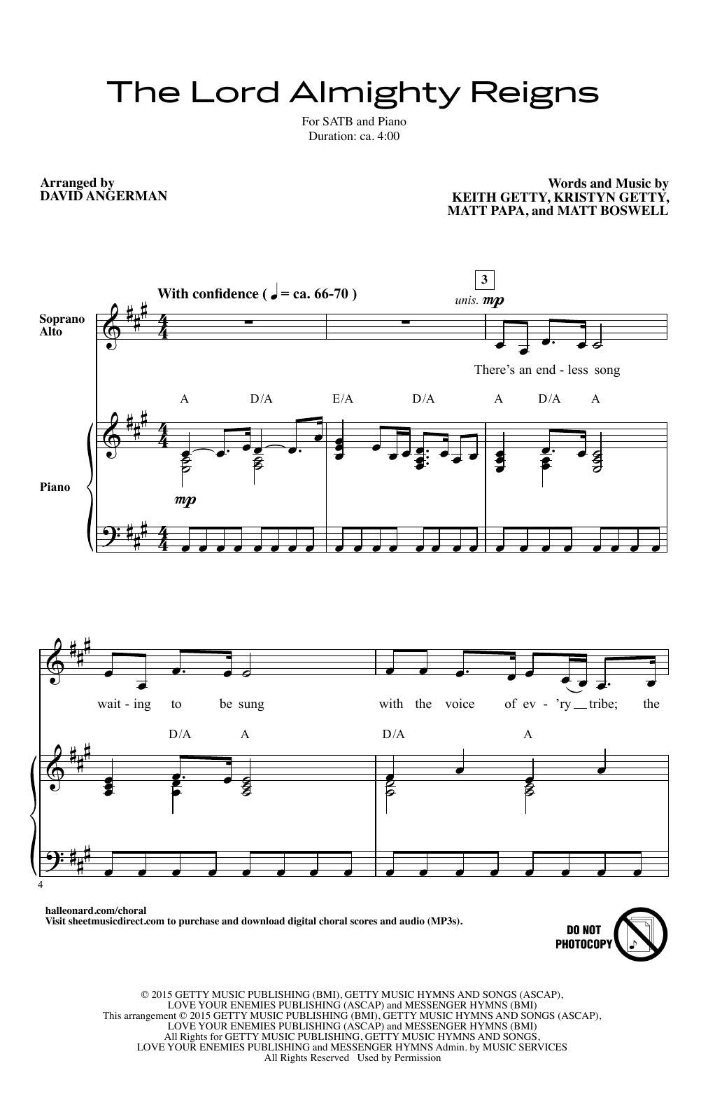 Keith & Kristyn Getty The Lord Almighty Reigns (arr. David Angerman) Sheet Music