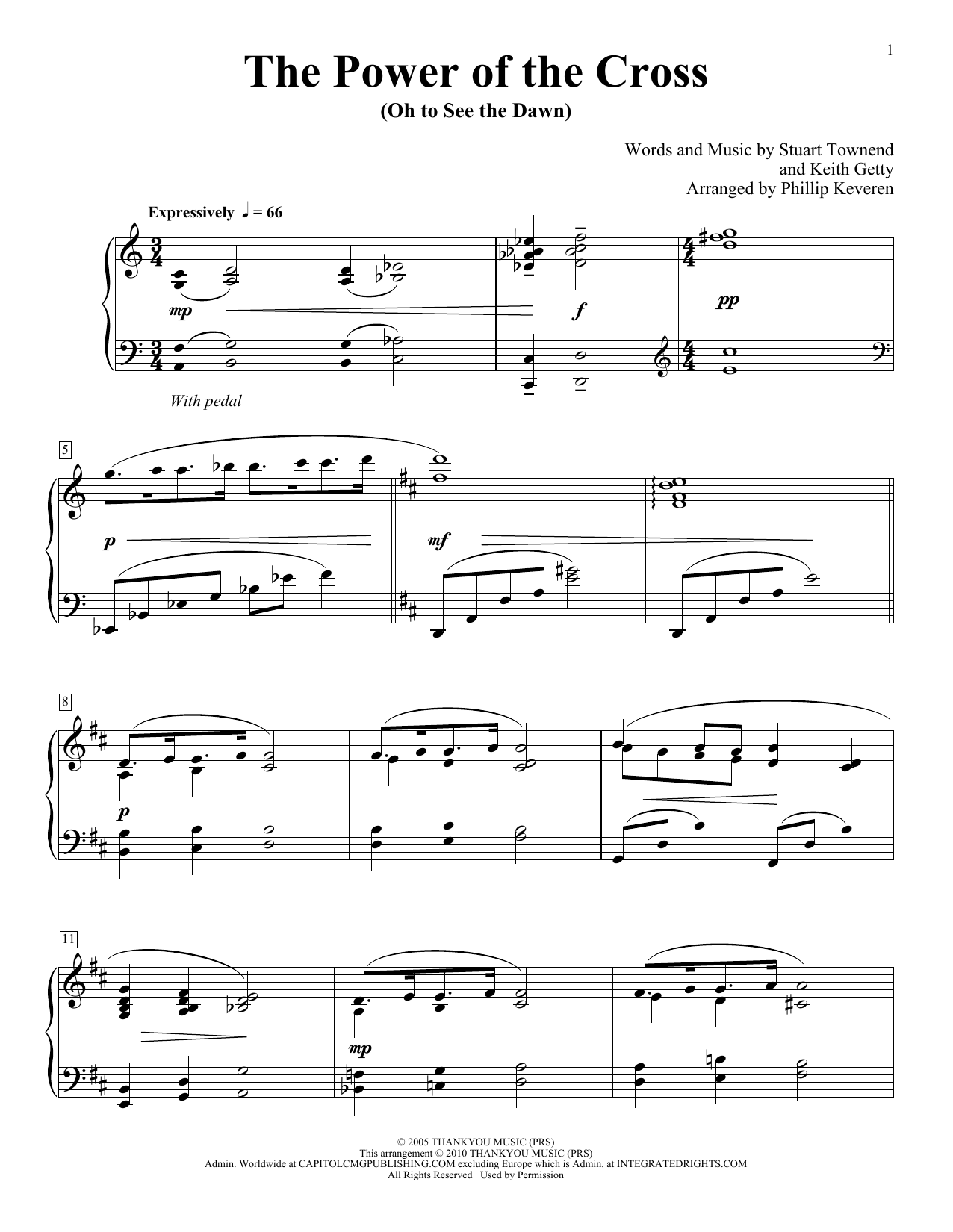 Keith & Kristyn Getty The Power Of The Cross (Oh To See The Dawn) [Jazz version] (arr. Phillip Keveren Sheet Music