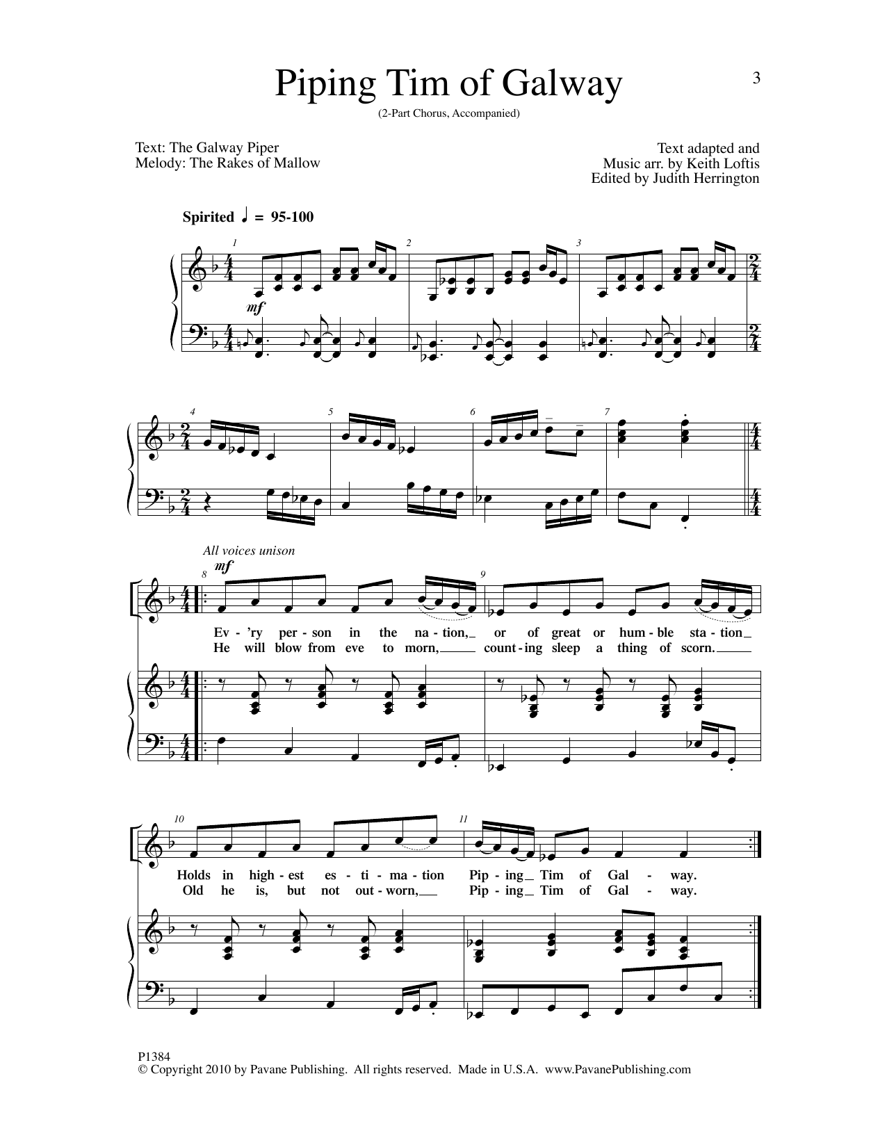 Keith Loftis Piping Tim of Galway Sheet Music