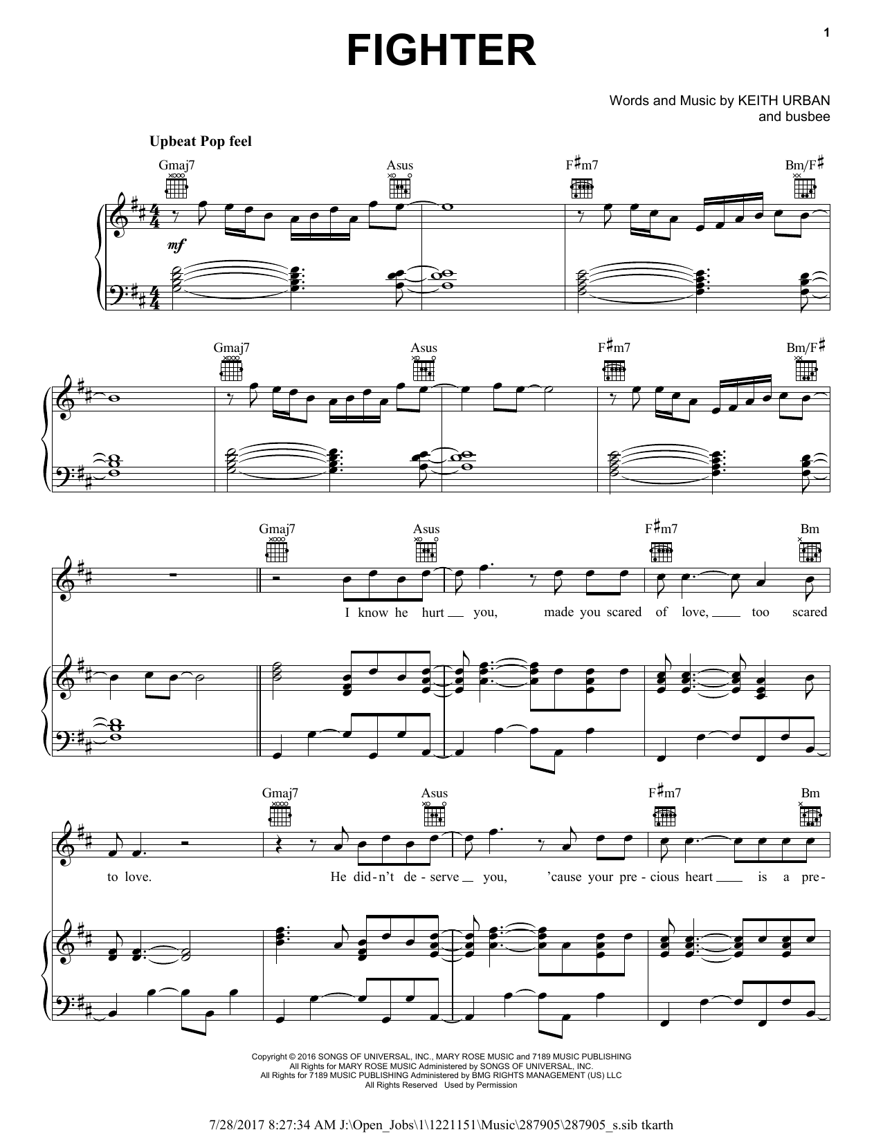 Keith Urban feat. Carrie Underwood Fighter Sheet Music