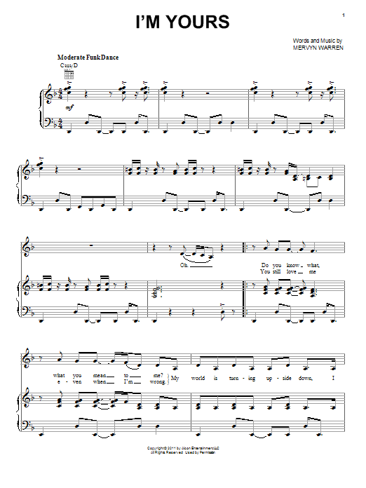 Keke Palmer I'm Yours Sheet Music