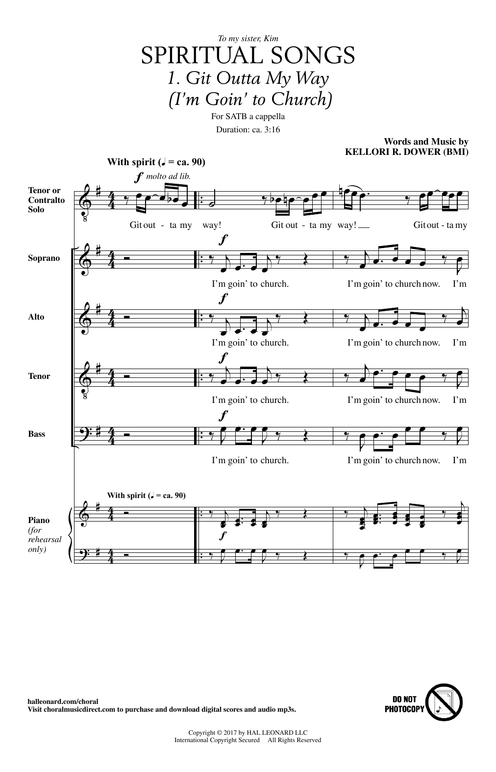 Kellori R. Dower Spiritual Songs Sheet Music