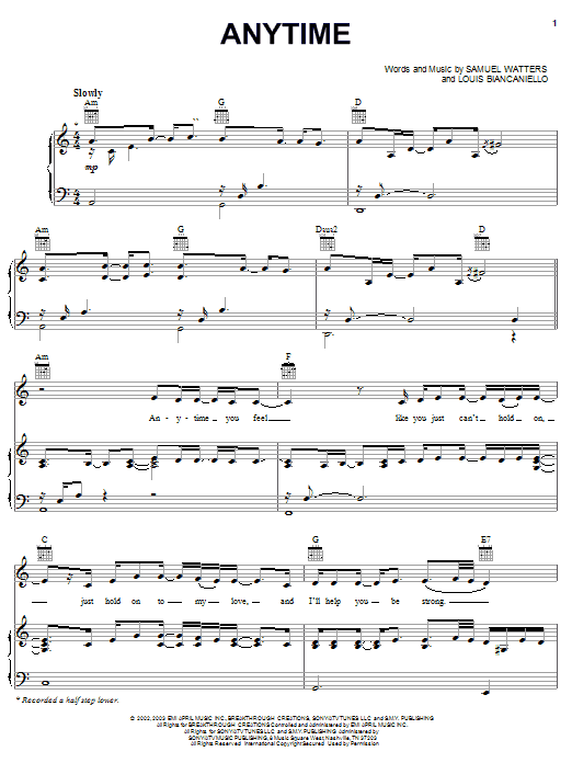 Kelly Clarkson Anytime Sheet Music