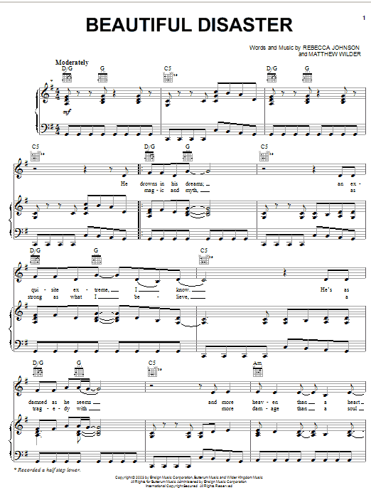 Kelly Clarkson Beautiful Disaster Sheet Music
