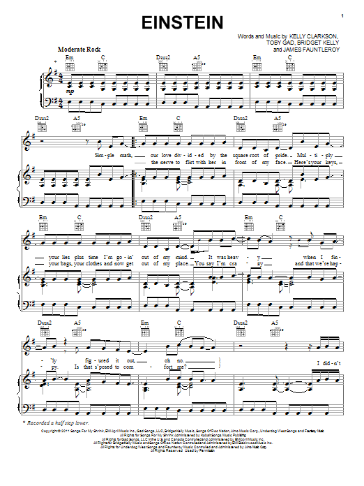 Kelly Clarkson Einstein Sheet Music