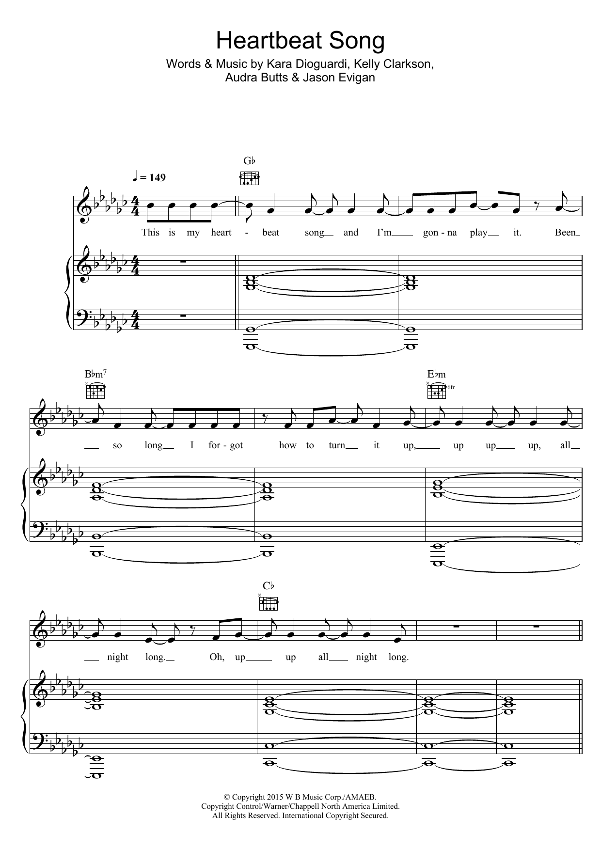 Kelly Clarkson Heartbeat Song Sheet Music