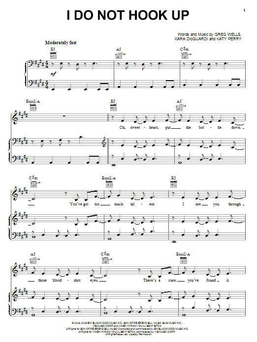 Kelly Clarkson I Do Not Hook Up Sheet Music