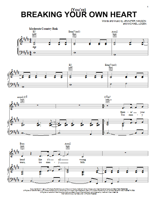 Kelly Clarkson (You're) Breaking Your Own Heart Sheet Music