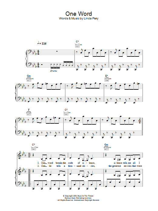 Kelly Osbourne One Word Sheet Music