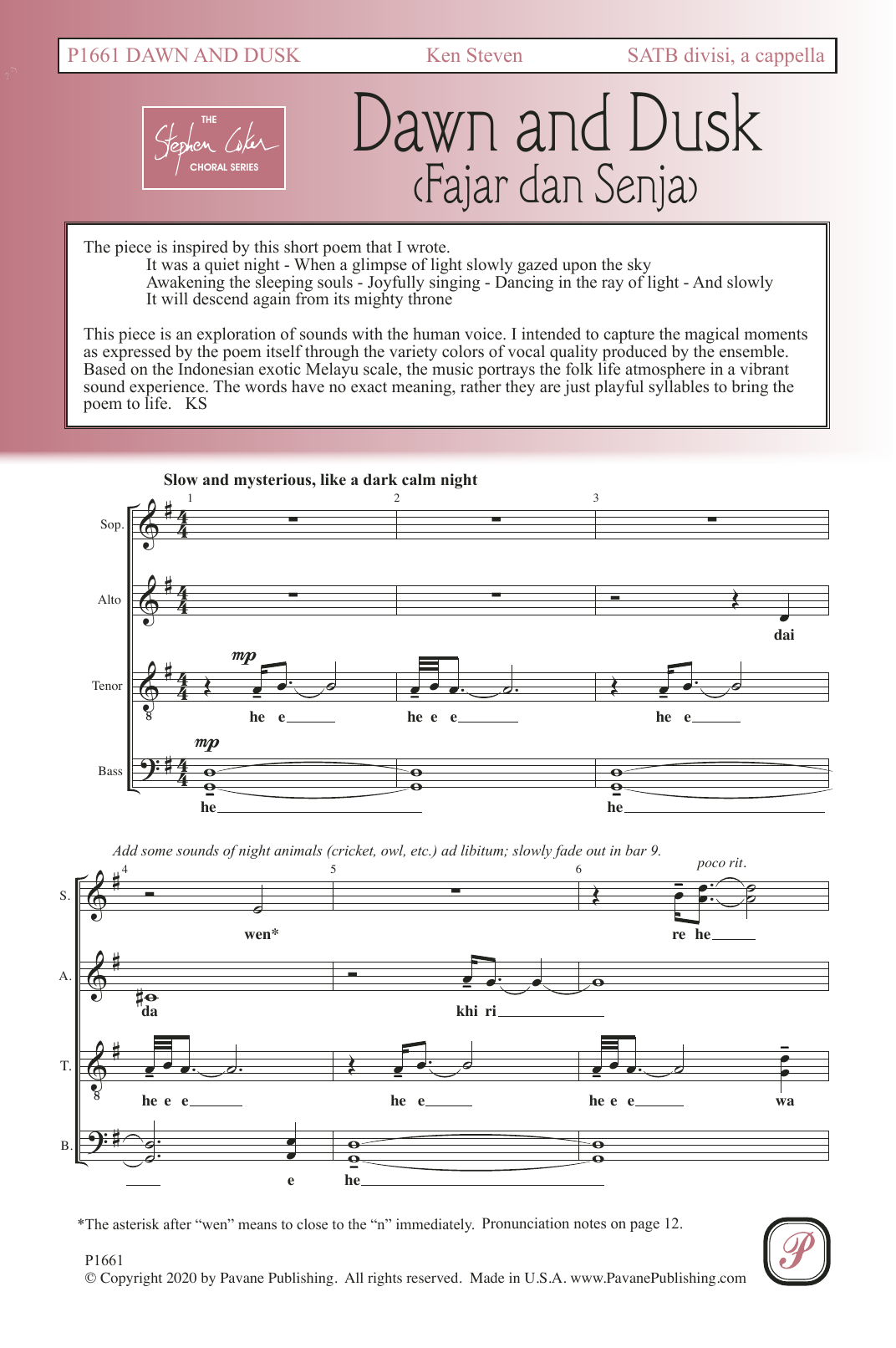 Ken Steven Dawn and Dusk (Fajar dan Senja) Sheet Music