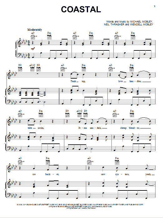 Kenny Chesney Coastal Sheet Music