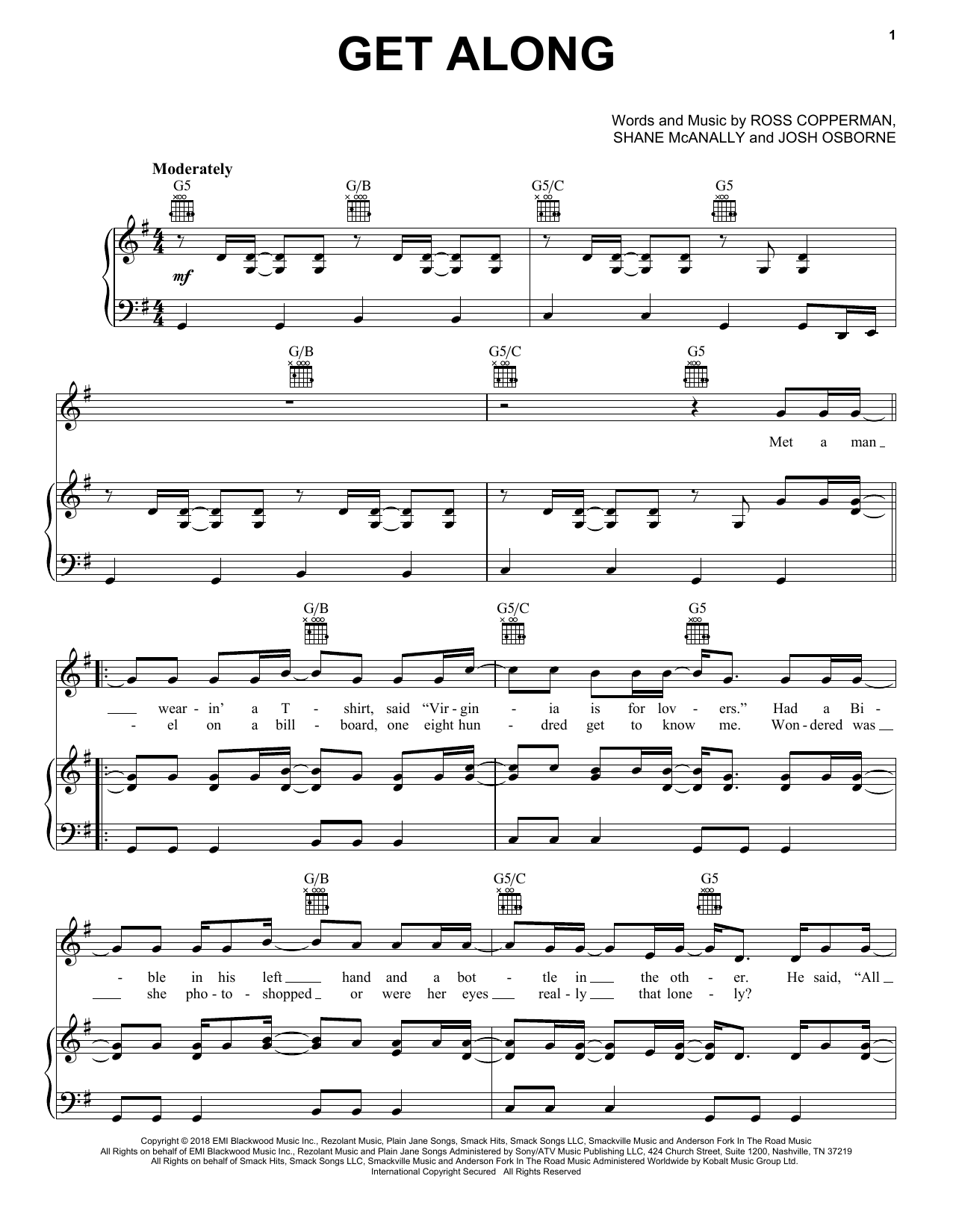 Kenny Chesney Get Along Sheet Music
