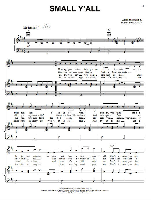 Kenny Chesney Small Y'All Sheet Music