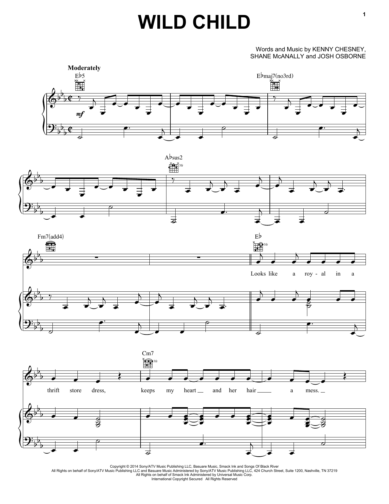 Kenny Chesney with Grace Potter Wild Child Sheet Music