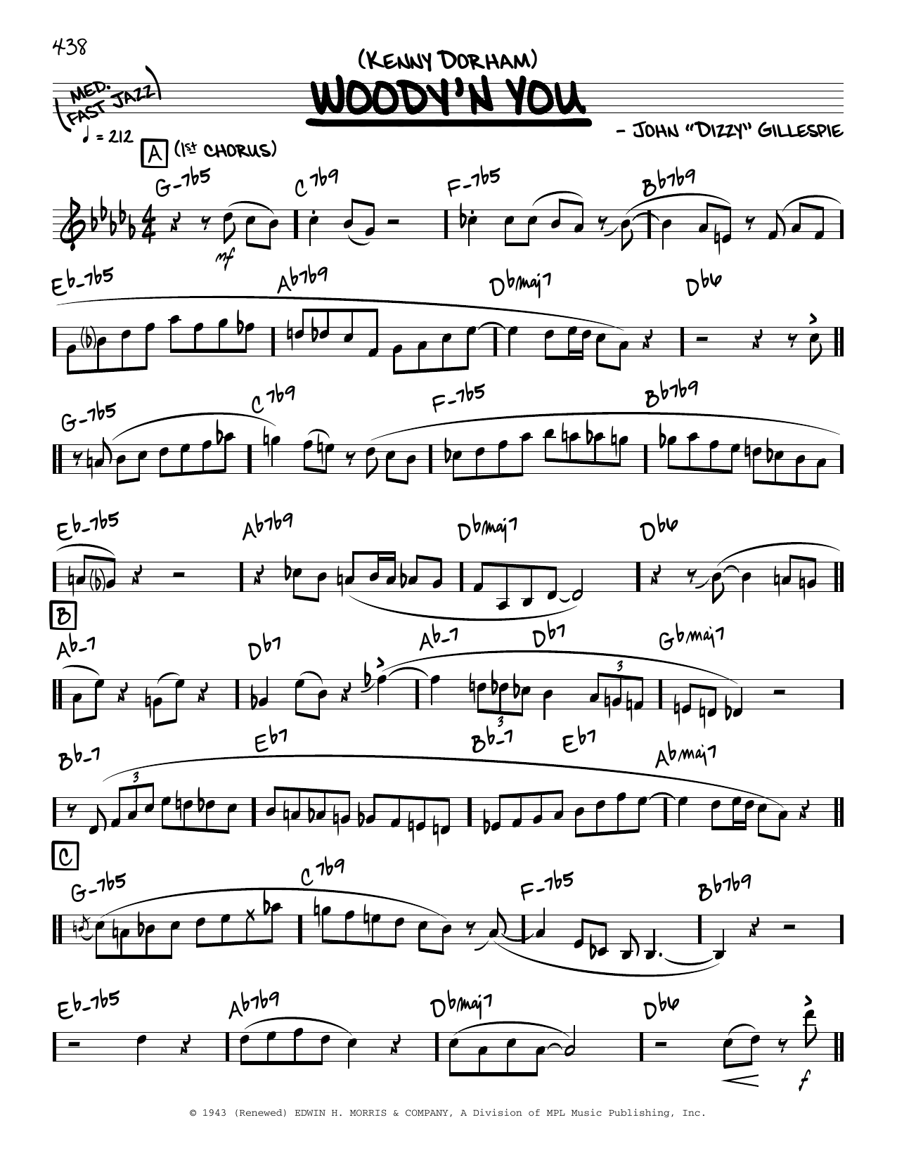Kenny Dorham Woodyn' You (solo only) Sheet Music