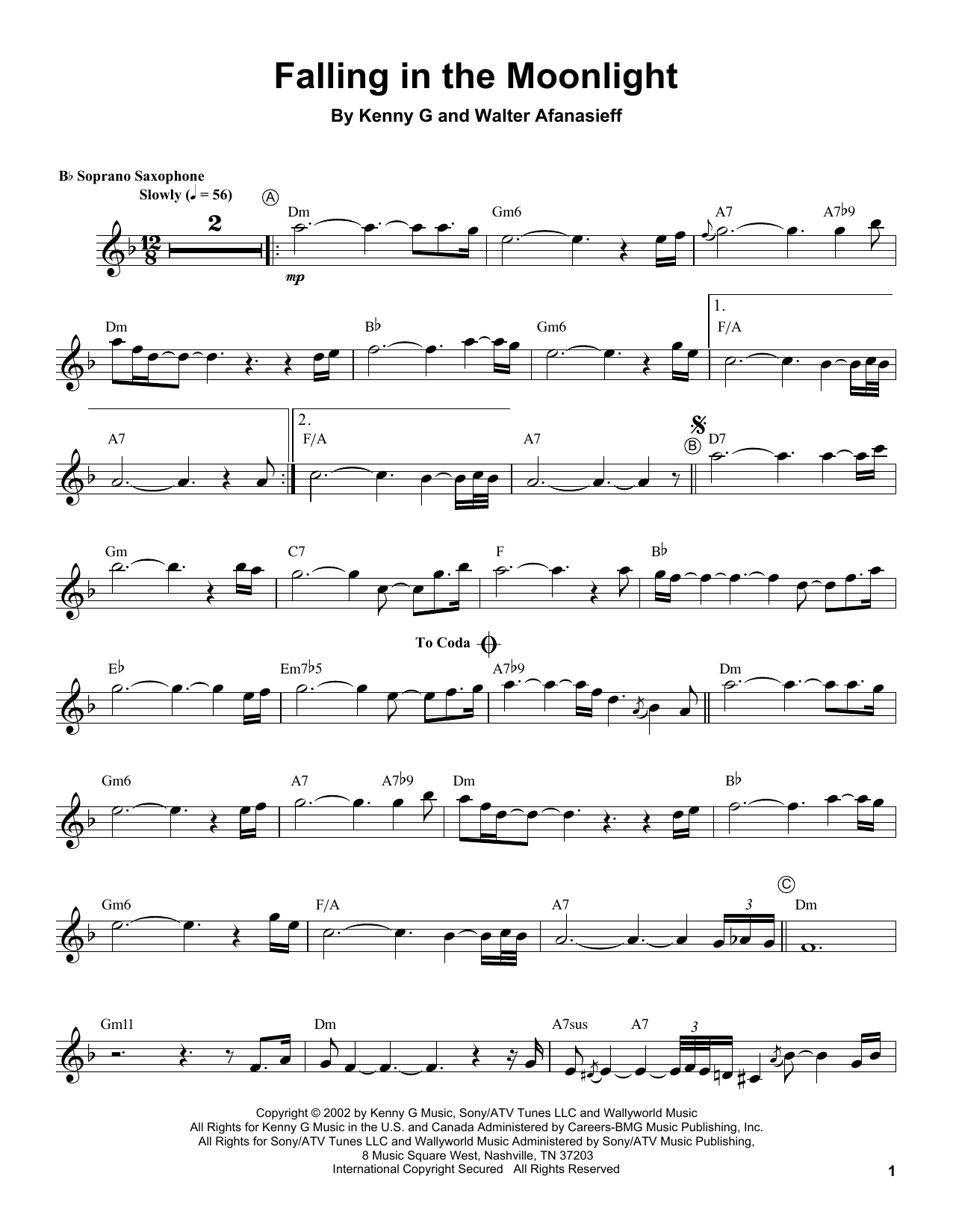 Kenny G Falling In The Moonlight Sheet Music