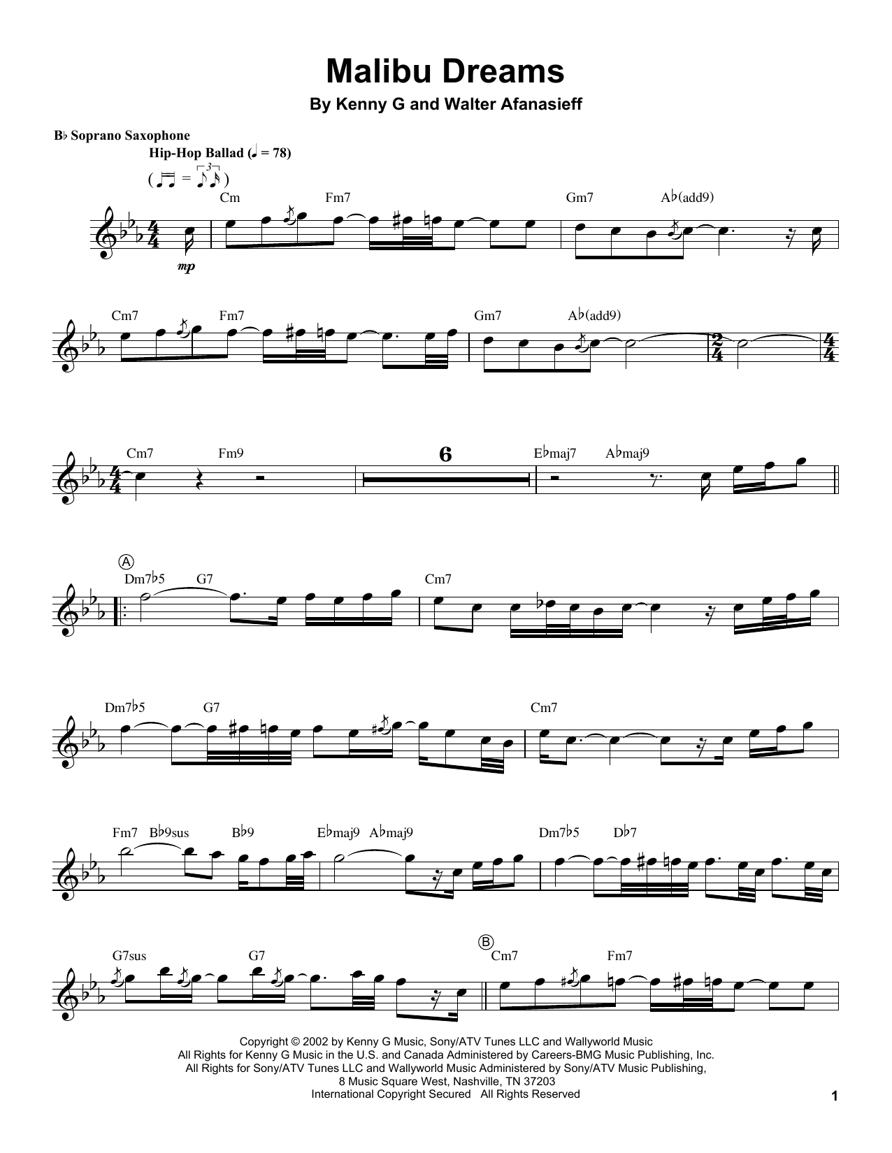 Kenny G Malibu Dreams Sheet Music