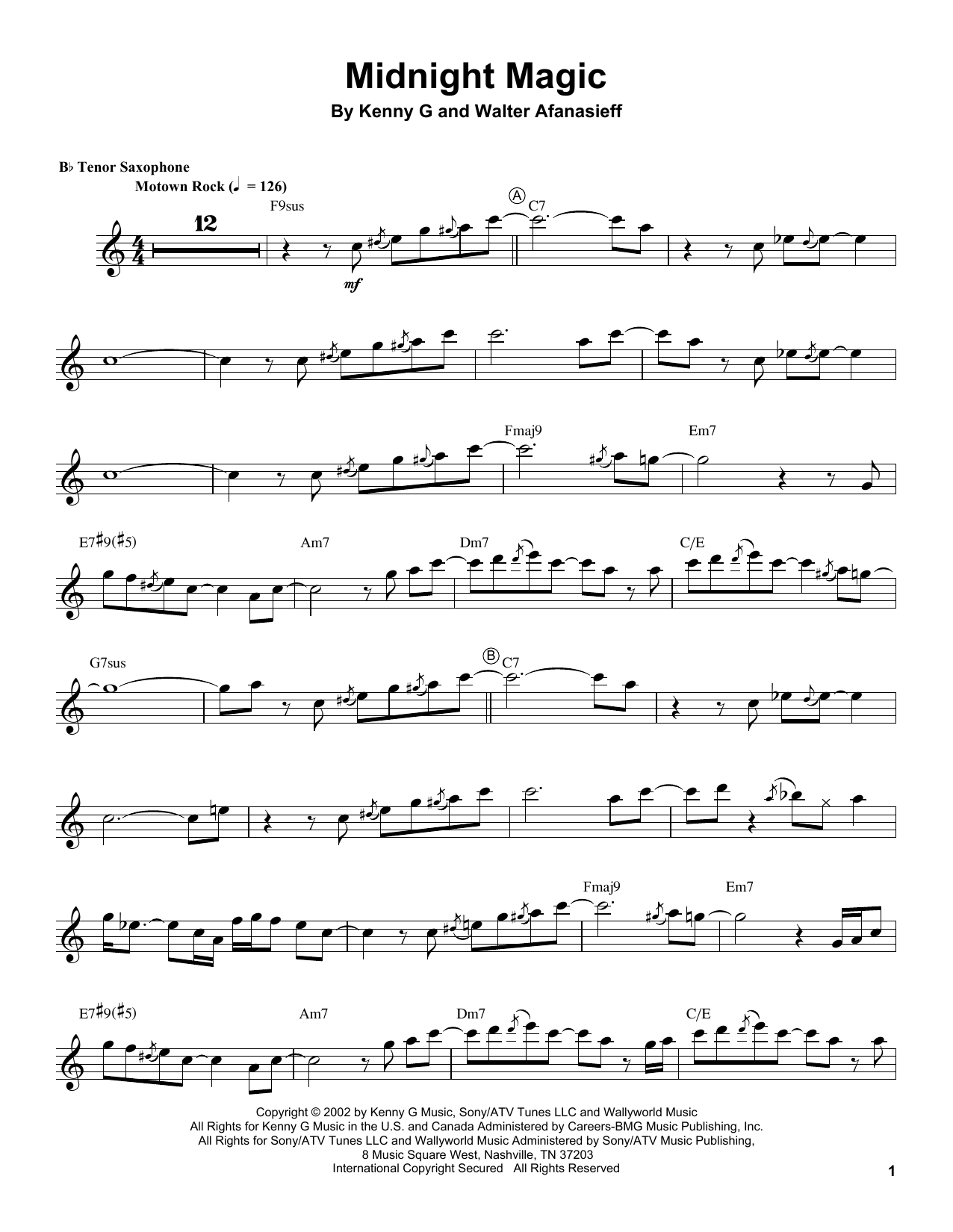 Kenny G Midnight Magic Sheet Music