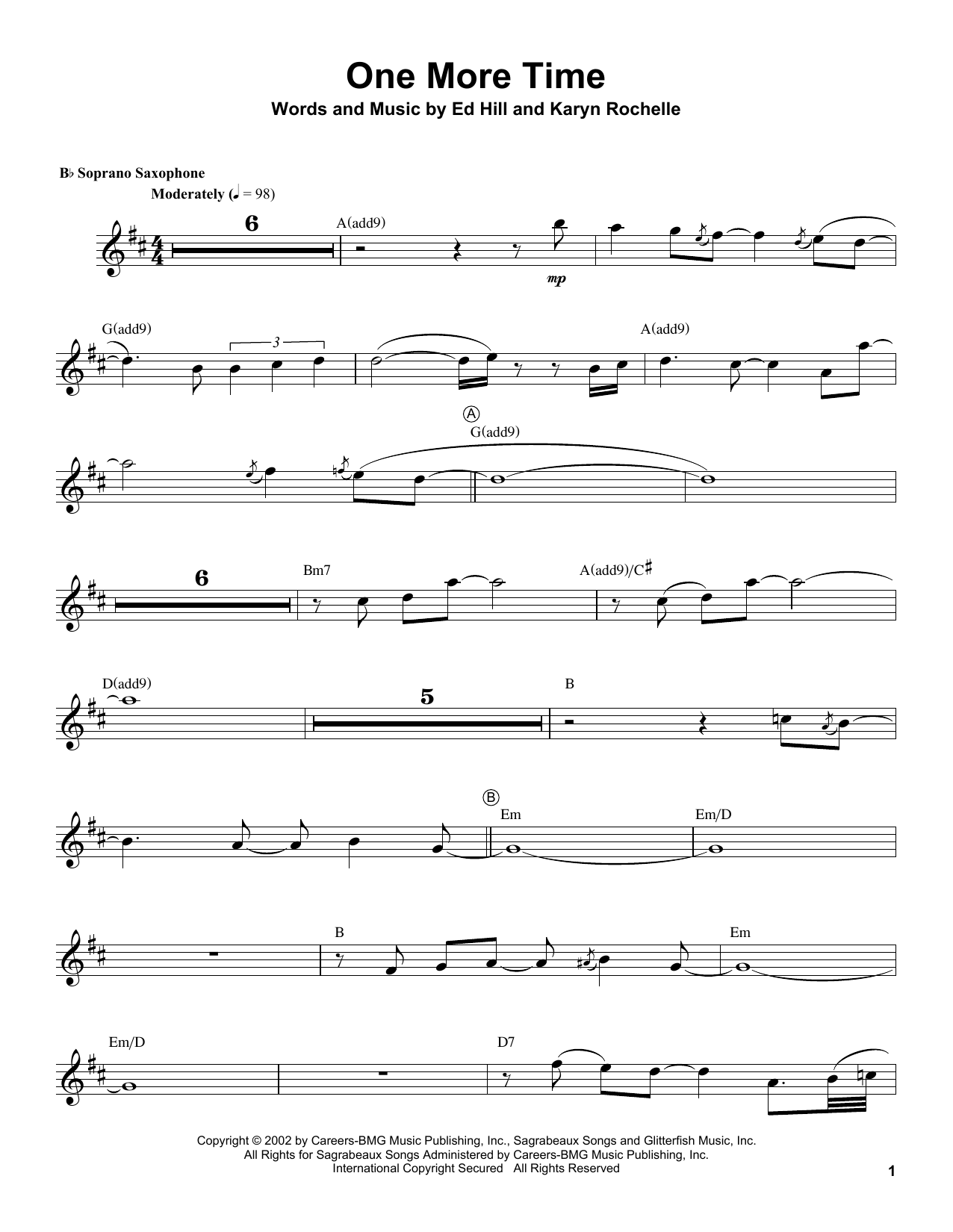 Kenny G One More Time Sheet Music