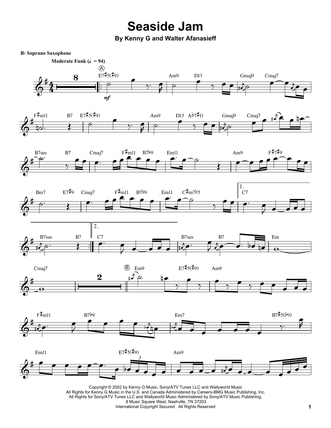 Kenny G Seaside Jam Sheet Music