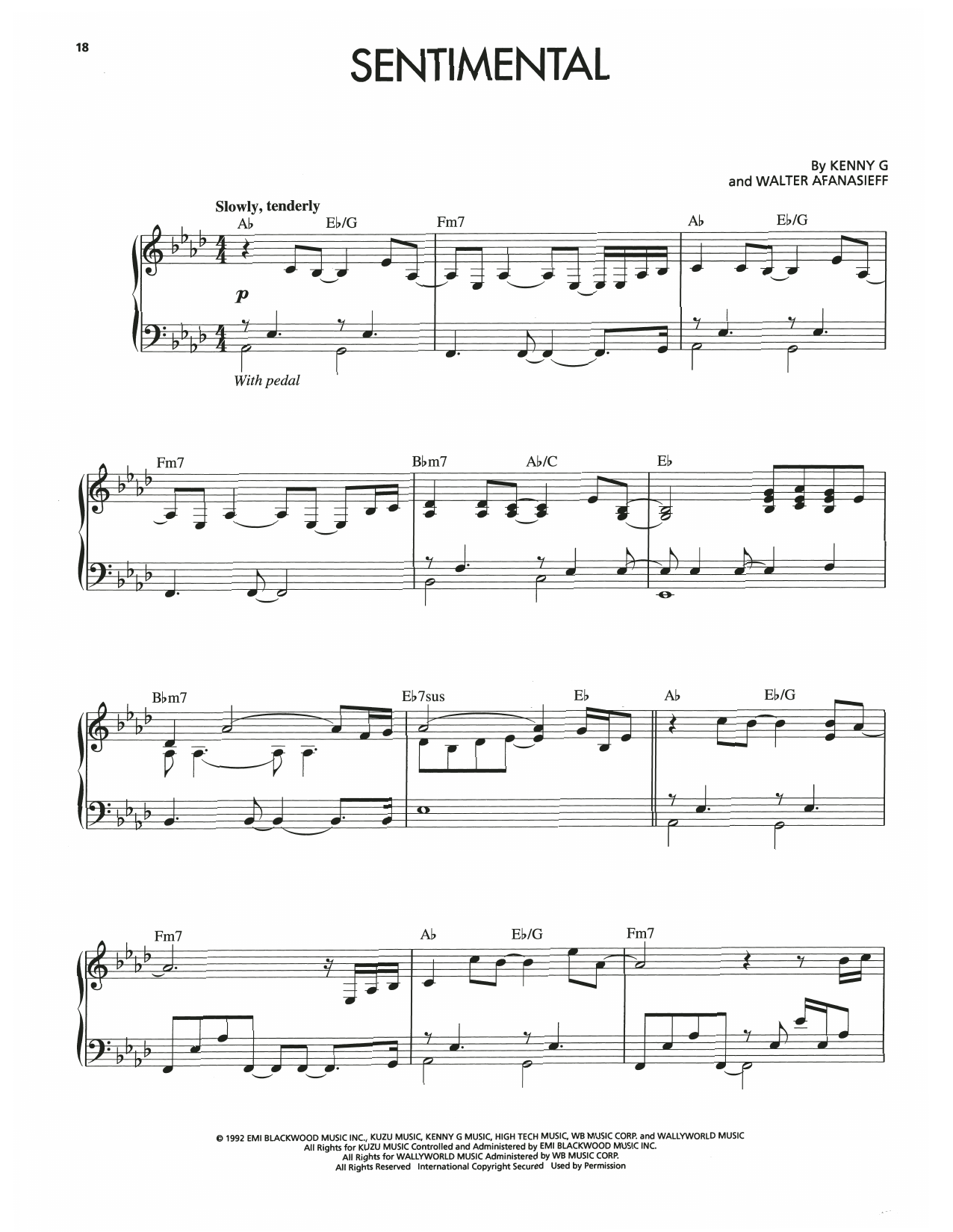 Kenny G Sentimental Sheet Music