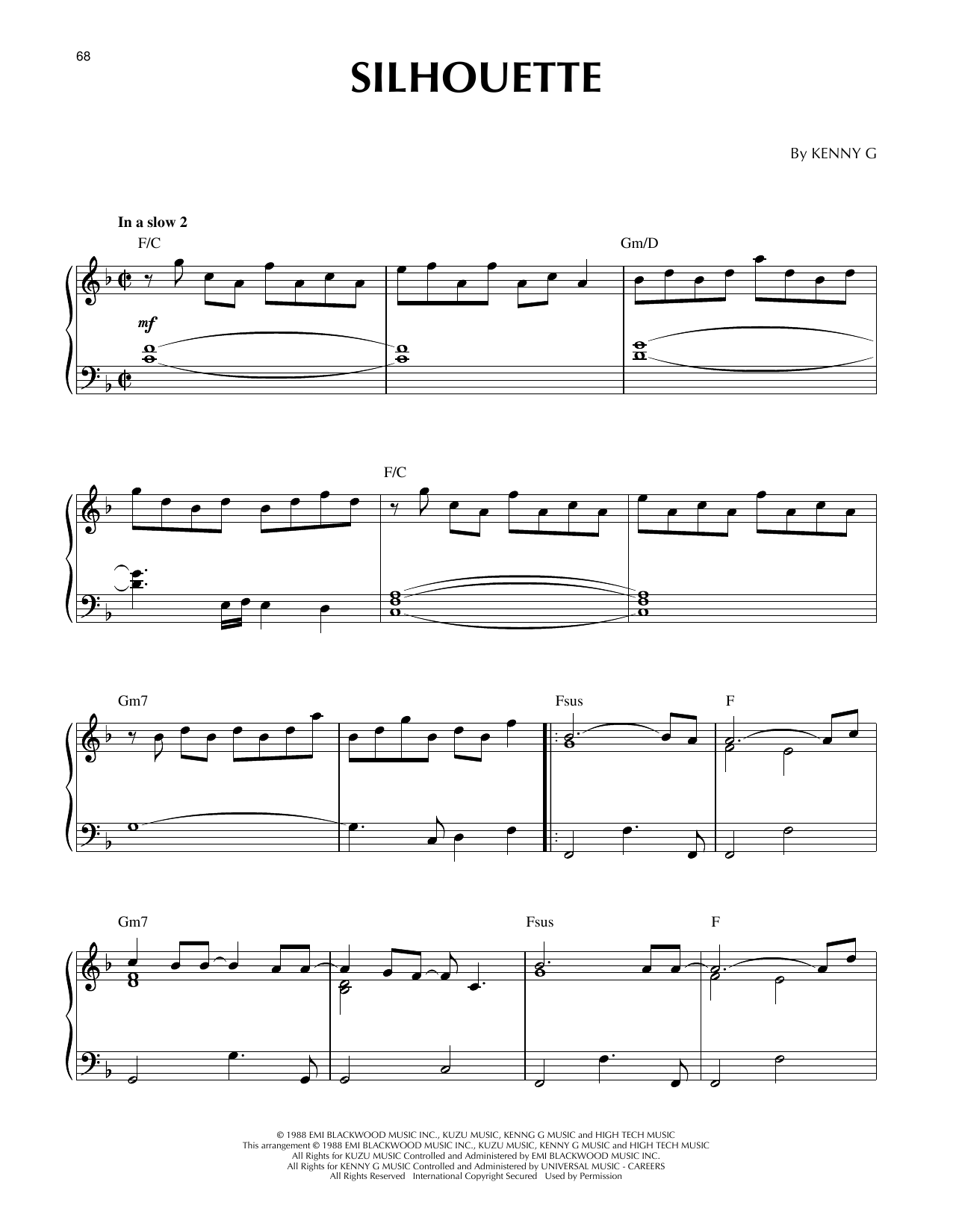 Kenny G Silhouette (arr. Larry Moore) Sheet Music