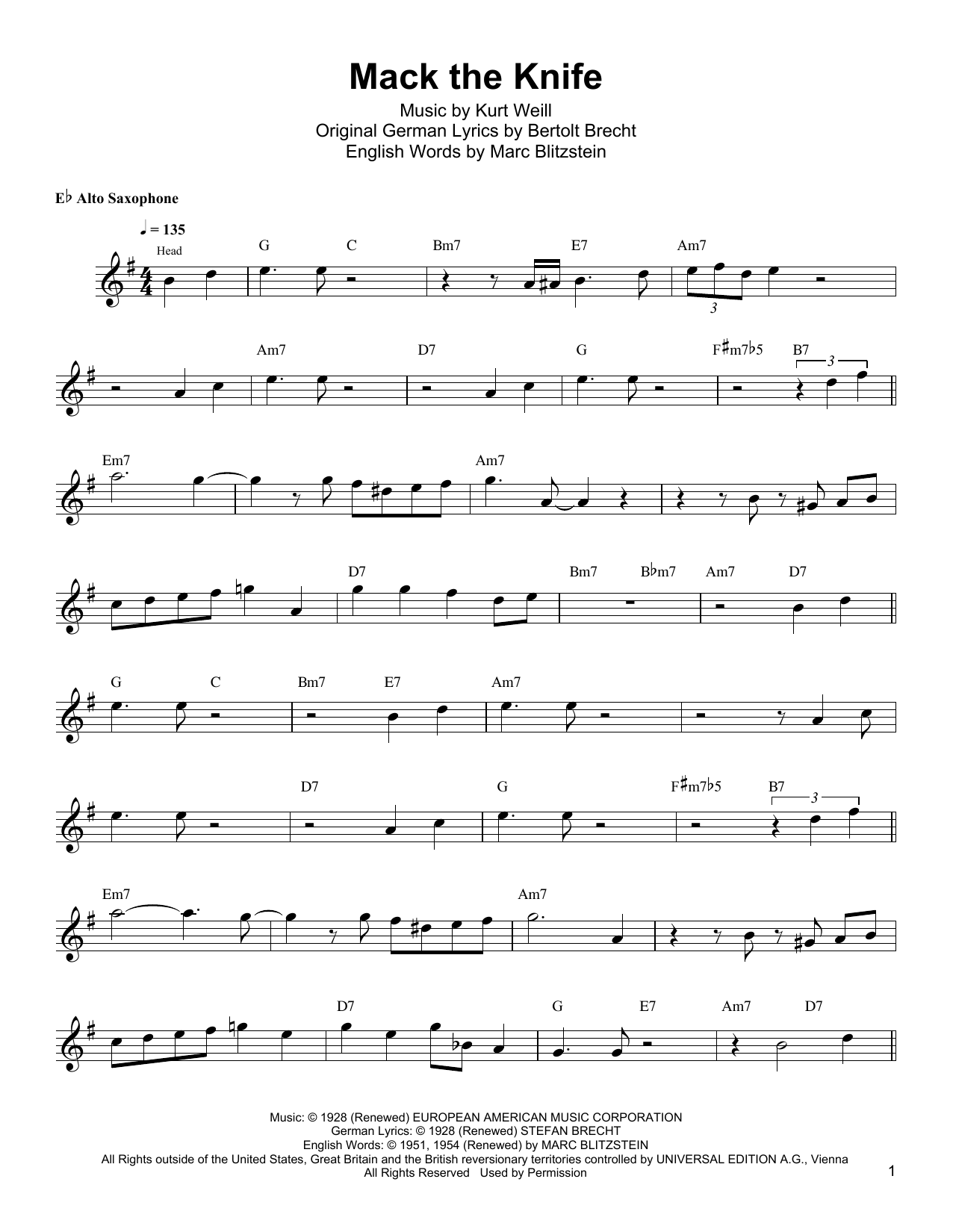 Kenny Garrett Mack The Knife Sheet Music