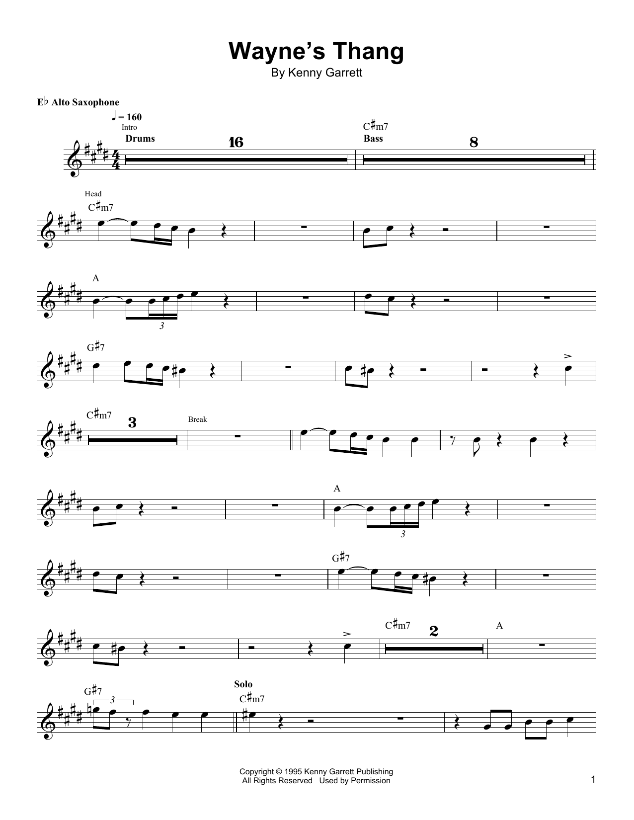 Kenny Garrett Wayne's Thang Sheet Music