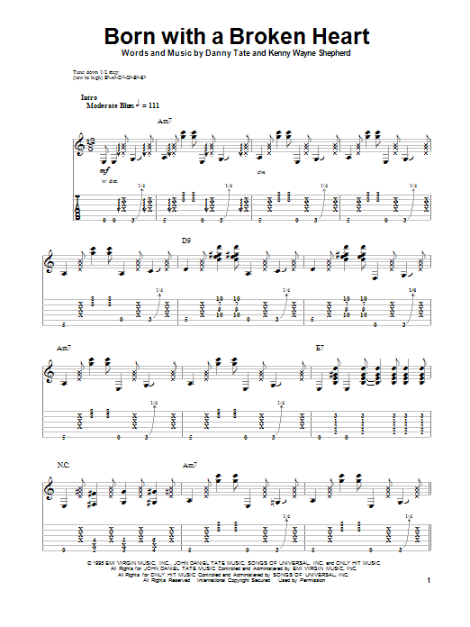 Kenny Wayne Shepherd Born With A Broken Heart Sheet Music