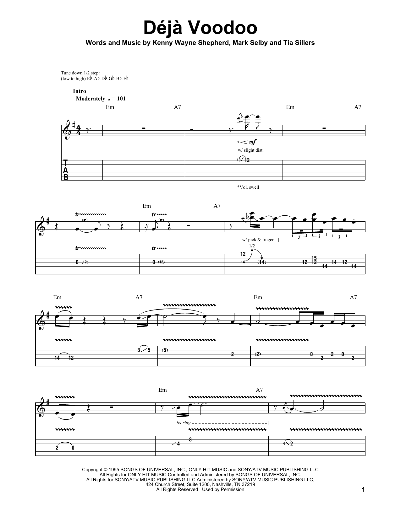 Kenny Wayne Shepherd Deja Voodoo Sheet Music