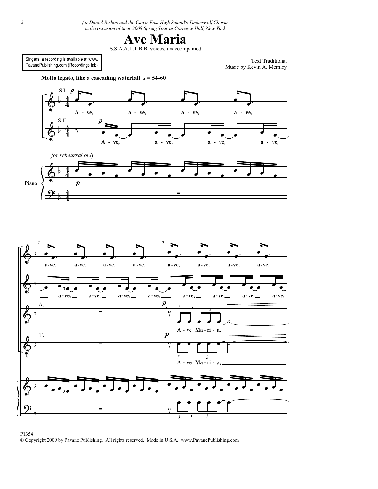 Kevin A. Memley Ave Maria Sheet Music