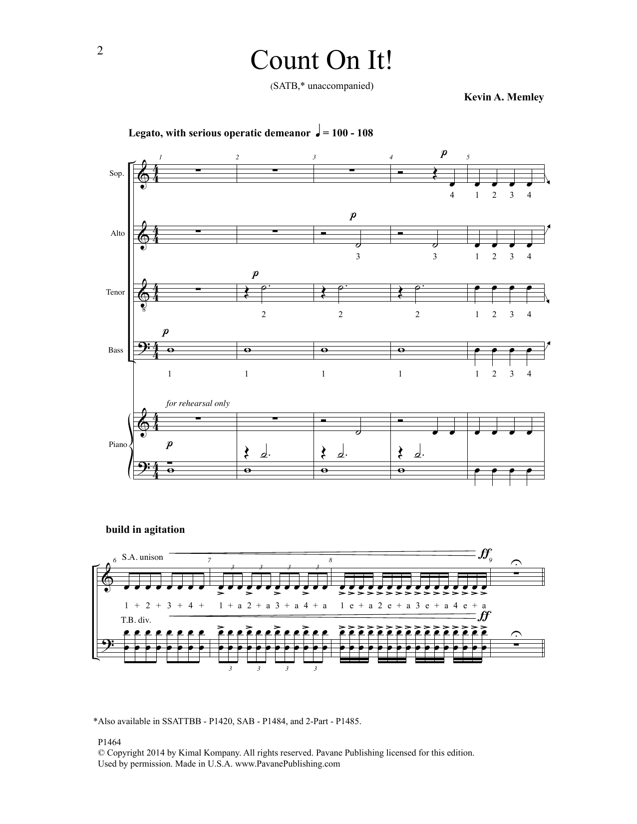 Kevin A. Memley Count On It Sheet Music