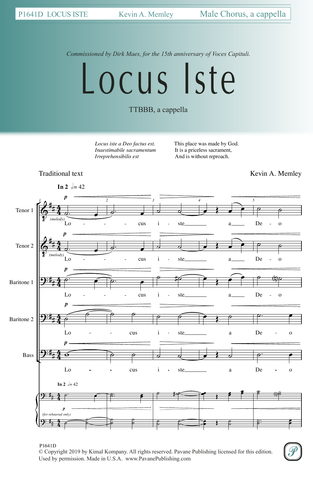 Kevin Memley Locus Iste Sheet Music