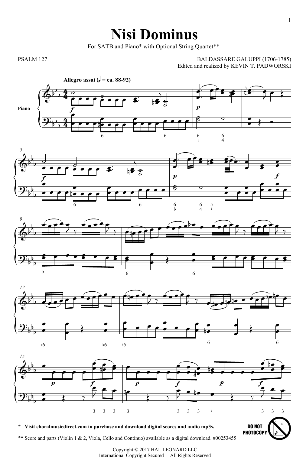 Kevin T. Padworski Nisi Dominus Sheet Music