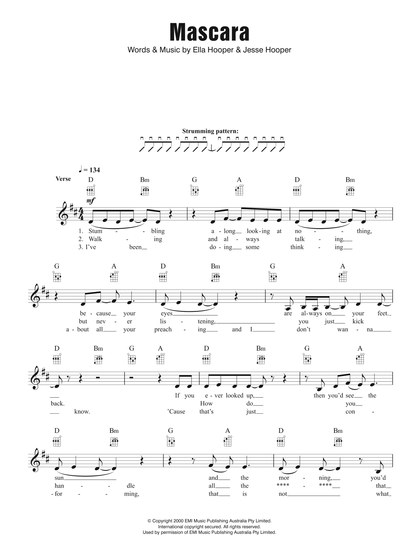 Killing Heidi Mascara Sheet Music