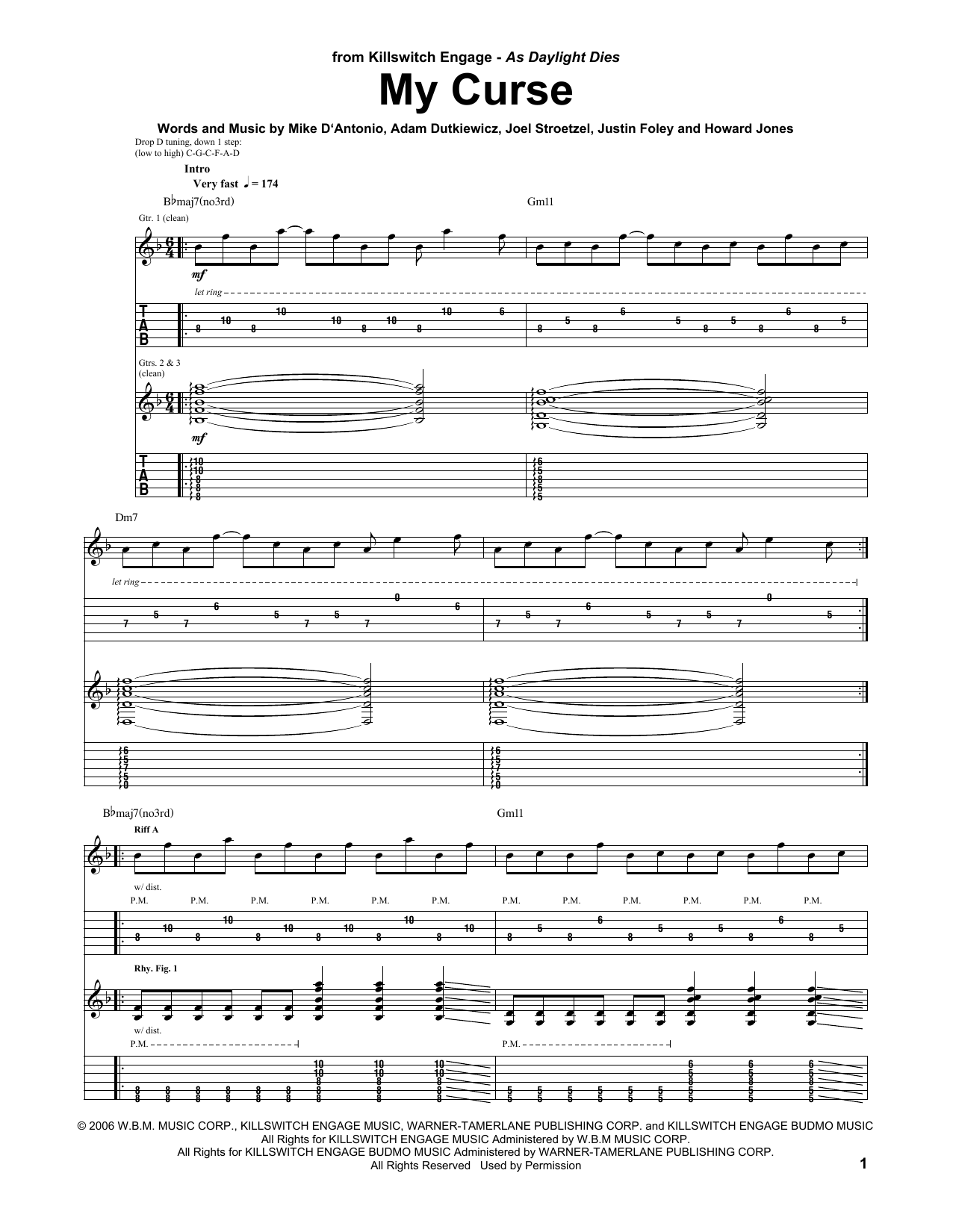 Killswitch Engage My Curse Sheet Music