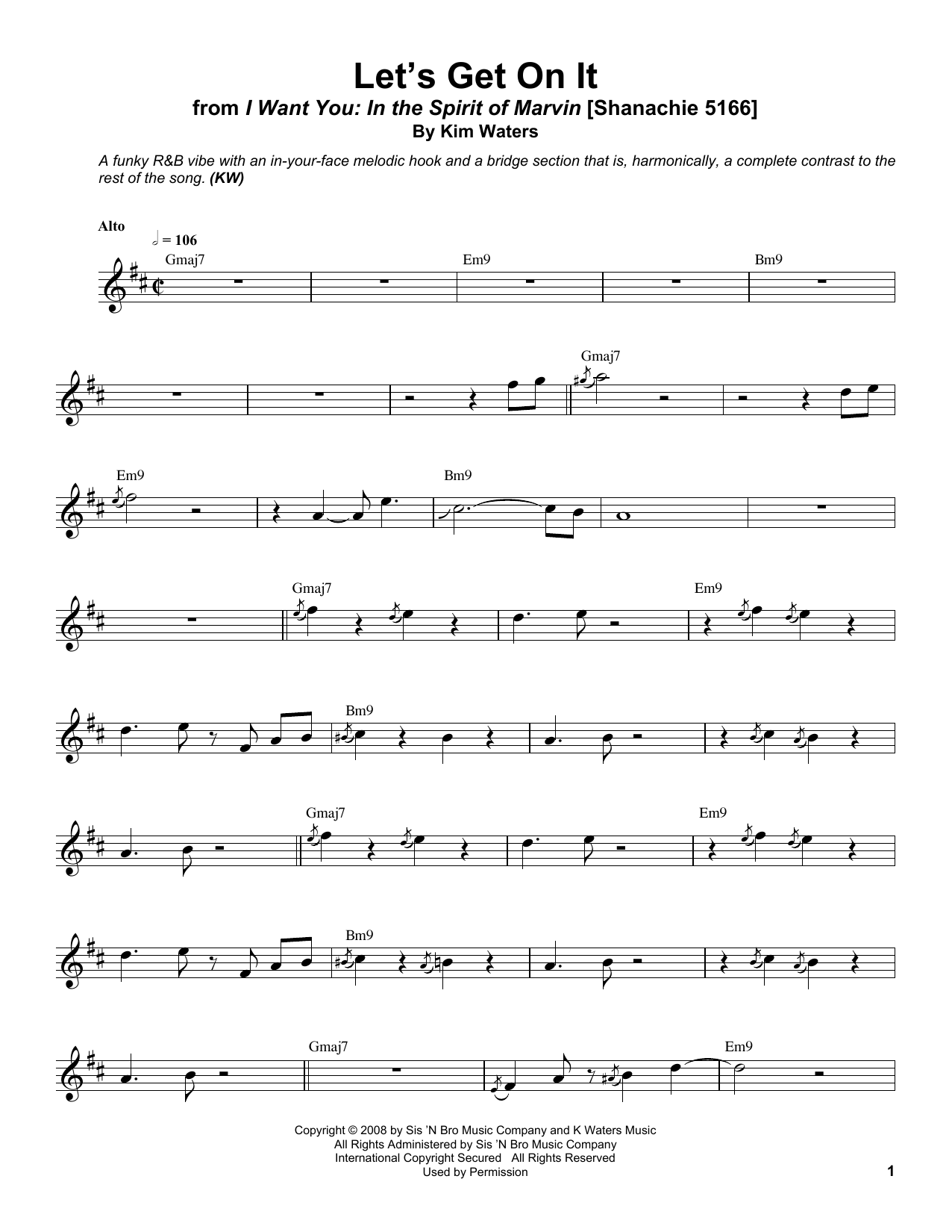 Kim Waters Let's Get On It Sheet Music
