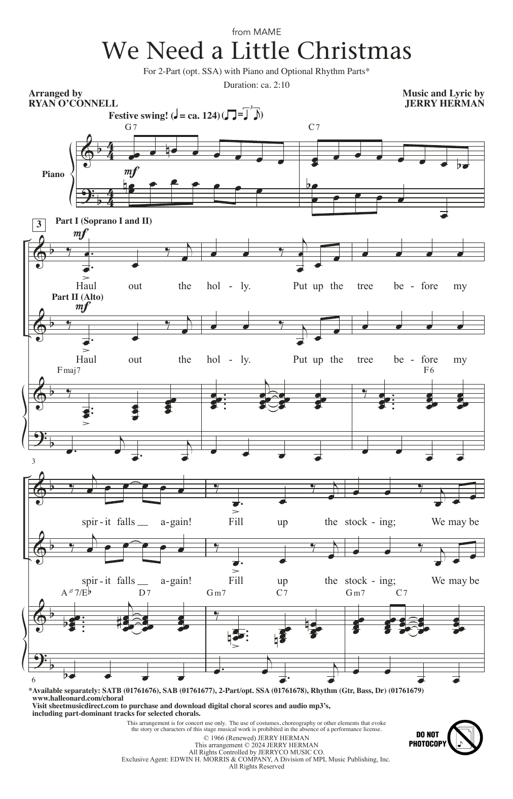 Kimberley Locke We Need A Little Christmas (from Mame) (arr. Ryan O'Connell) Sheet Music