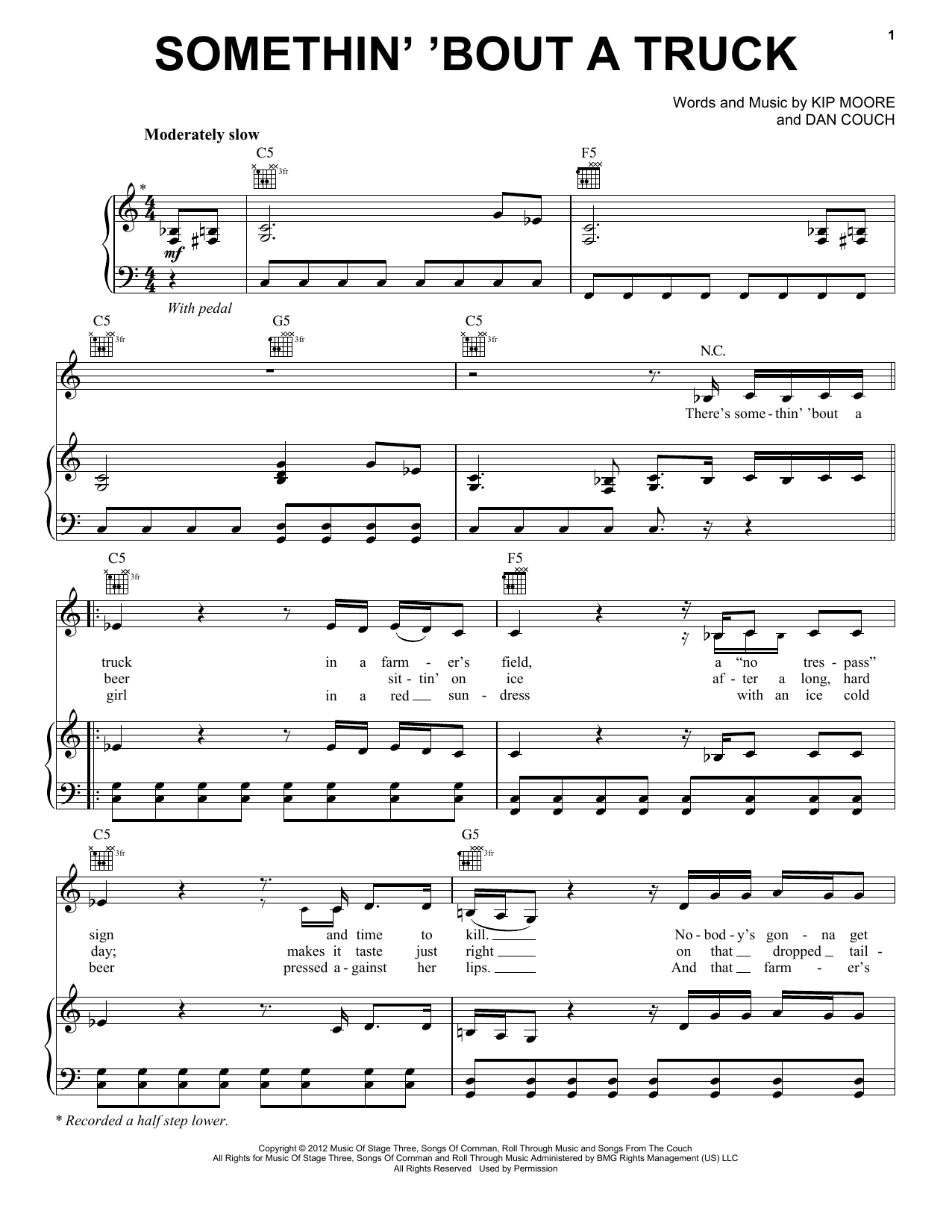Kip Moore Somethin' 'Bout A Truck Sheet Music