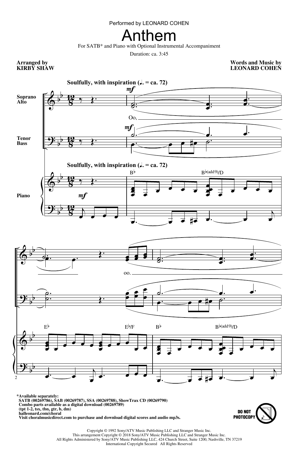 Kirby Shaw Anthem Sheet Music