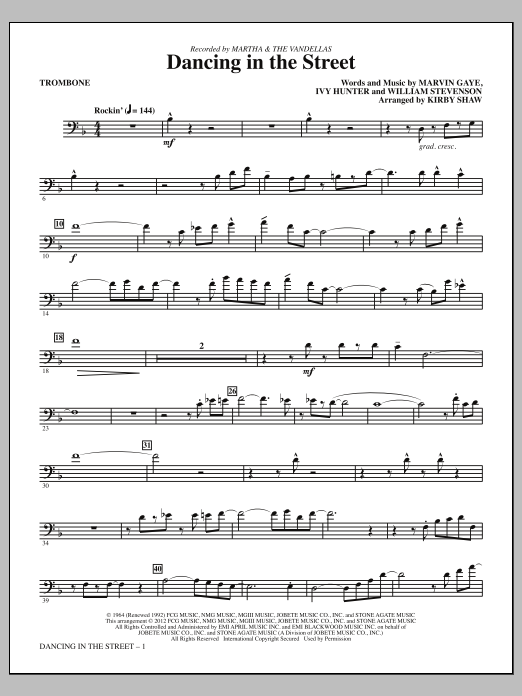 Kirby Shaw Dancing In The Street - Trombone Sheet Music