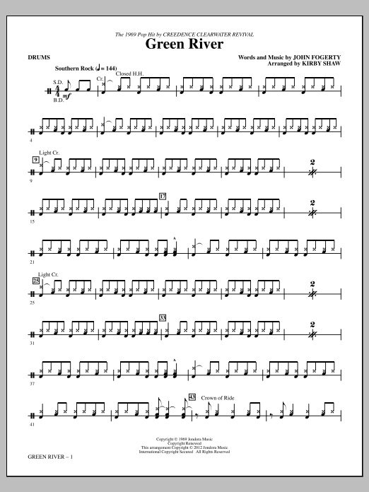 Kirby Shaw Green River - Drums Sheet Music