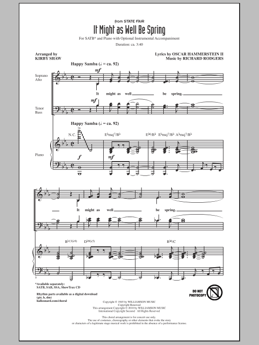 Kirby Shaw It Might As Well Be Spring Sheet Music