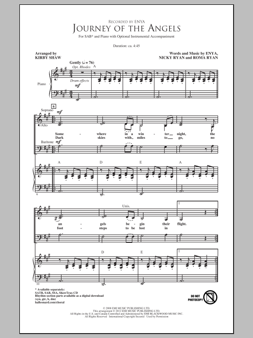 Kirby Shaw Journey Of The Angels Sheet Music