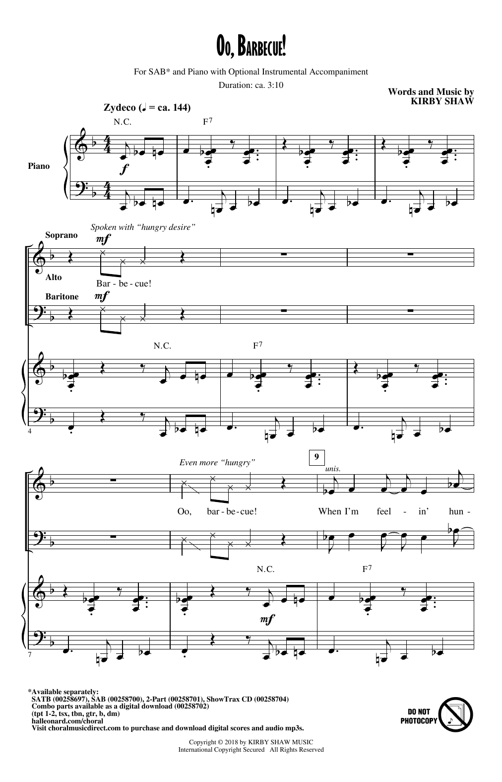 Kirby Shaw Oo, Barbecue! Sheet Music