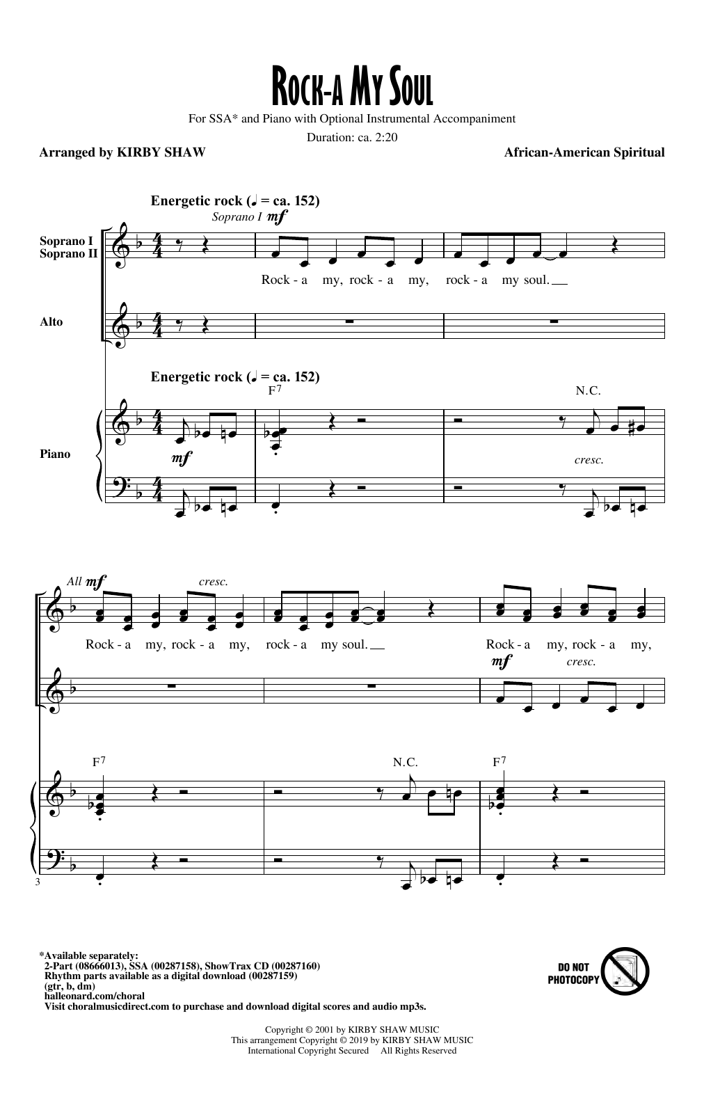 Kirby Shaw Rock-A-My Soul Sheet Music
